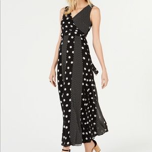 I.NC. Multi-Dot Sleeveless Maxi Wrap Dress